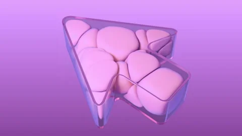 Abstract 3d animation of soft body objects filling glass cursor shape loop Stock Footage 327593978