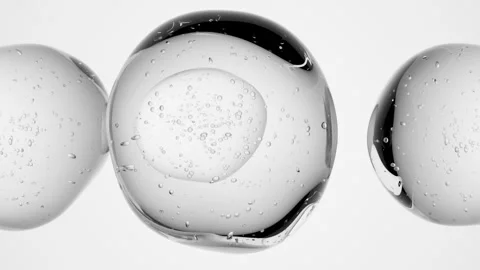 Abstract 3D Animation of Transparent Cells with Air Bubbles Inside Stock Footage 282921755