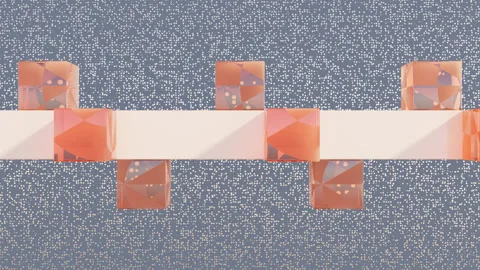 Abstract 3D Animation of Transparent Cubes Rolling Around Column Stock Footage 278975735