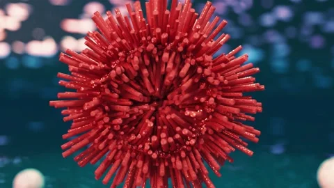 Abstract 3d animation of virus cell medical microscopic coronavirus Stock Footage 327572794