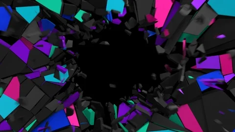 Abstract 3D Animation of Wall Destruction Stock Footage 97745476