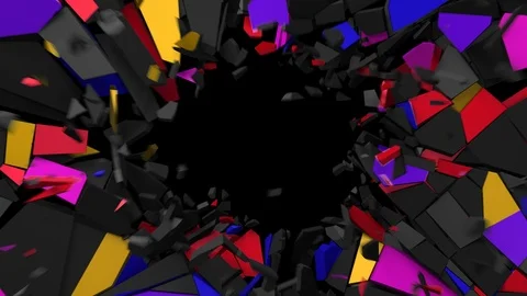 Abstract 3D Animation of Wall Destruction Stock Footage 99137670