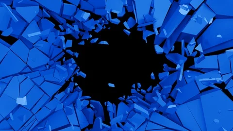 Abstract 3D Animation of Wall Destruction Stock Footage 100702467