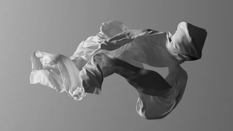 Abstract 3D animation. White cloth floats, isolated on plain background. Video stock 322134773