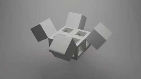 Abstract 3D animation of white cubes on white background Stock Footage 338250631