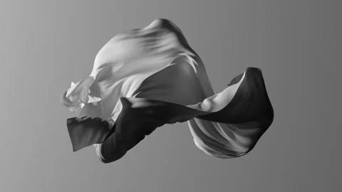 Abstract 3D animation. White fabric floats, isolated on plain background. Vídeo Stock 321616006