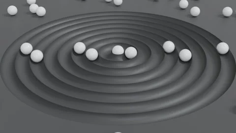 Abstract 3D animation of white spheres rolling in circular grooves Stock Footage 335958558