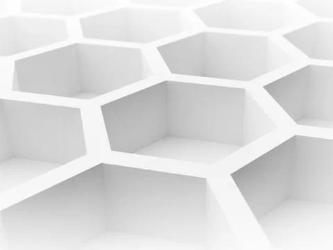 Abstract 3d architecture background with white honeycomb structure Stock Illustration