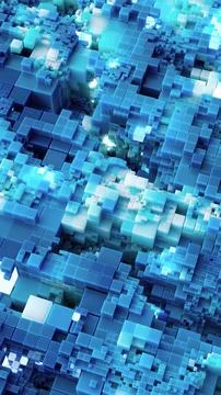 Abstract 3D Artwork of Geometric Light Blue Cubes in Perspective Stock Illustration