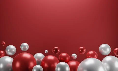 Abstract 3d background. 3d rendering with red balls.	 Stock Illustration