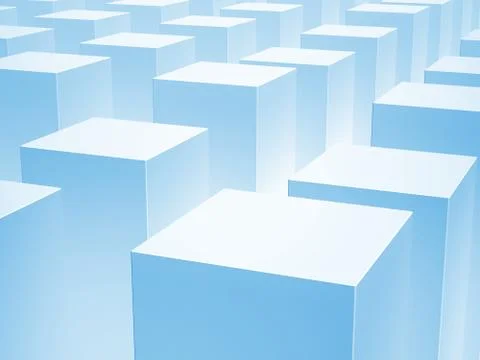 Abstract 3d background with array of blue boxes イラスト素材