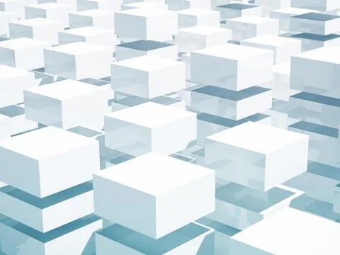 Abstract 3d background with array of blue and white boxes Illustrazione stock