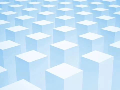 Abstract 3d background with array of identical blue boxes Stockillustratie