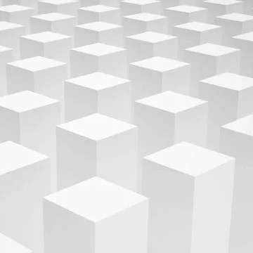 Abstract 3d background with array of identical white boxes Illustrazione stock