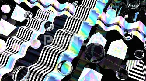 Abstract 3d background. Black glass. Holographic 3d shapes wallpaper ...