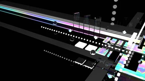 Abstract 3d background. Black glass. Holographic shapes. 3d space. Cosmic. Stock-Illustration