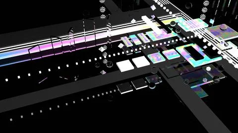 Abstract 3d background. Black glass. Holographic shapes. 3d space. Cosmic. Stock-Illustration