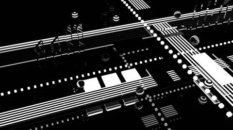 Abstract 3d background. Black glass. Holographic shapes. 3d space. Cosmic. Stock-Illustration