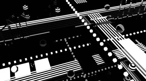 Abstract 3d background. Black glass. Holographic shapes. 3d space. Cosmic. Stock-Illustration