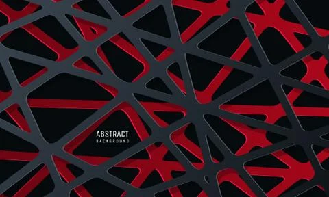 Abstract 3d background black red paper cut web style. Stock Illustration