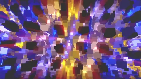 Abstract 3D Background with Bright Flying Glowing Geometric Shapes 02. 4K Video stock 294161375