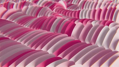 Abstract 3D background with bright pink and red gradient organic petal waves Stock Illustration