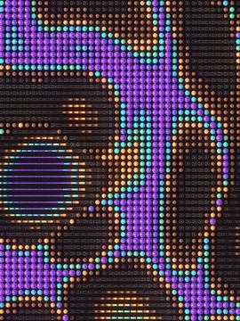 An abstract 3D background of colored capsules against a dark background Stock Illustration