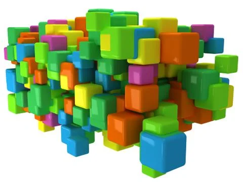 Abstract 3D background with colored cubes Stock Illustration