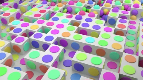 Abstract 3D Background With Colorful Rotating Hemispheres Stock Footage 144518470