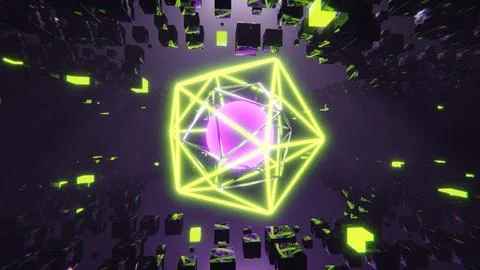 Abstract 3d background colorful sphere purple green neon glow 스톡 일러스트
