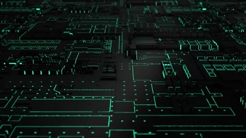 Abstract 3D background with computer board and glowing green circuits Stock Footage 275221902