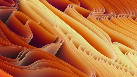 Abstract 3D Background of Curved Paper-Like Layers in Sunset Colors. Stock Illustration
