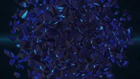 Abstract 3D background with dark blue stones rotating in zero gravity Stock Footage 256646462
