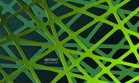 Abstract 3d background dark green paper cut web style. Stock Illustration