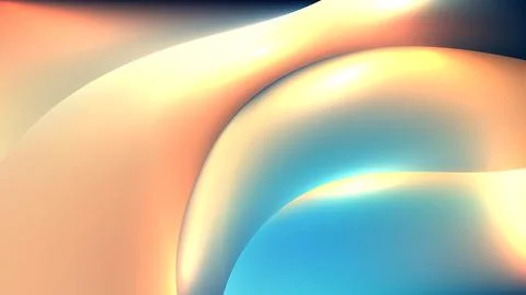 Abstract 3D background with flowing fluid metallic wave shapes smooth gold .. 스톡 일러스트