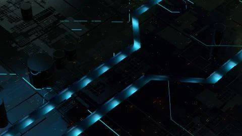 Abstract 3D background of futuristic technological surface or motherboard Stock Illustration