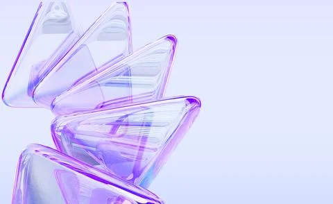 Abstract 3d background with glass transparent triangle plate shapes, iridescent Ilustración de archivo