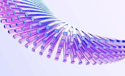 Abstract 3d background with glass wave speed motion effect of rows square lines Stock Illustration