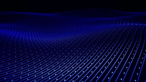 Abstract 3D background of glowing blue digital wave field Stock Footage 319552606