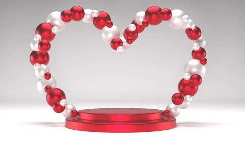 Abstract 3d background with heart. 3d rendering with podium. Minimal scene. Stock Illustration
