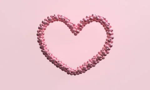 Abstract 3d background with heart. 3d rendering. Minimal scene. Illustrazione stock