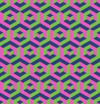 Abstract 3D background of isometric hexagonal shapes. Vector seamless pattern Stock Illustration