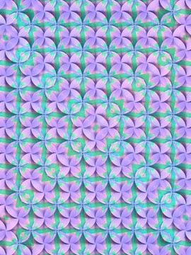 An abstract 3D background with a kaleidoscopic pattern of overlapping circles Illustrazione stock