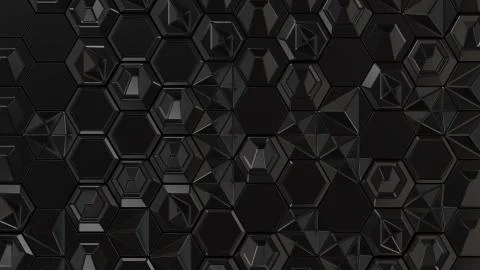 Abstract 3d background made of black hexagons Stock Illustration