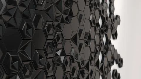 Abstract 3d background made of black hexagons Stock Illustration