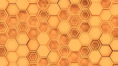 Abstract 3d background made of orange hexagons Stock Illustration