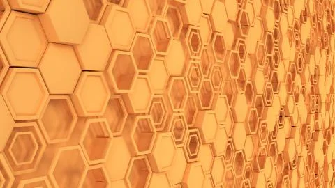 Abstract 3d background made of orange hexagons Stock Illustration