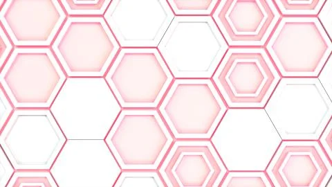 Abstract 3d background made of white hexagons on red glowing background Illustrazione stock