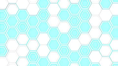 Abstract 3d background made of white hexagons on blue glowing background Stock Illustration