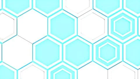 Abstract 3d background made of white hexagons on blue glowing background Stock Illustration